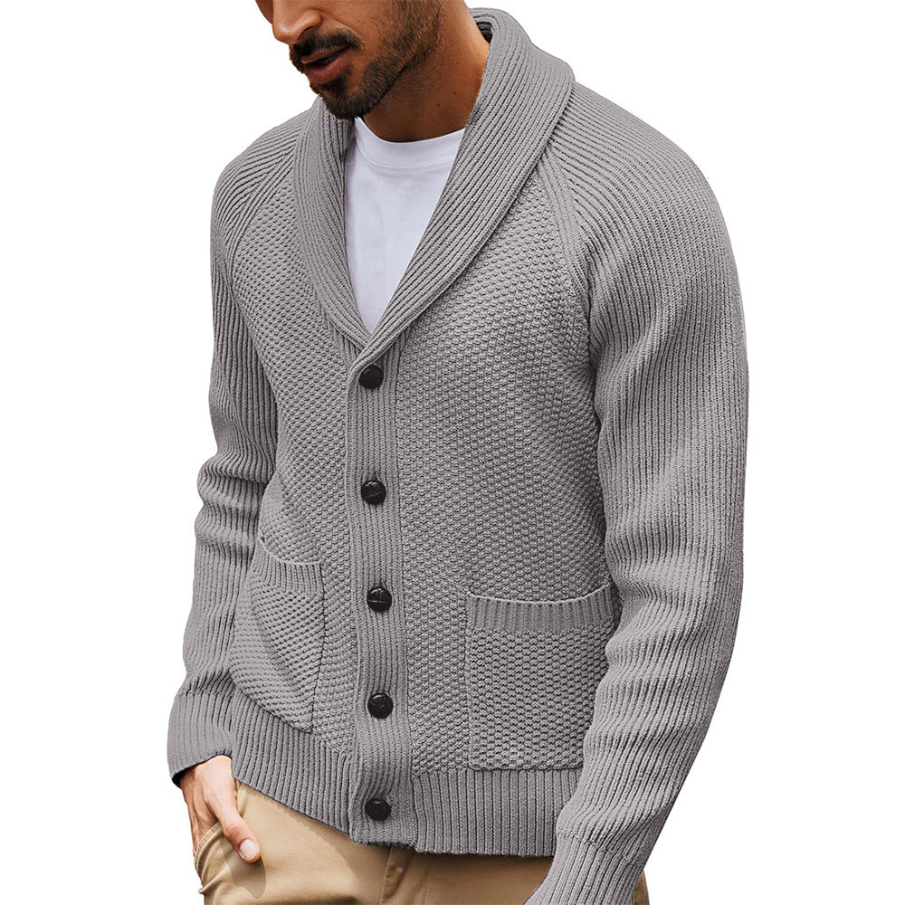 Herren Strickjacke mit Schalkragen und strukturiertem Muster Echoarchiv