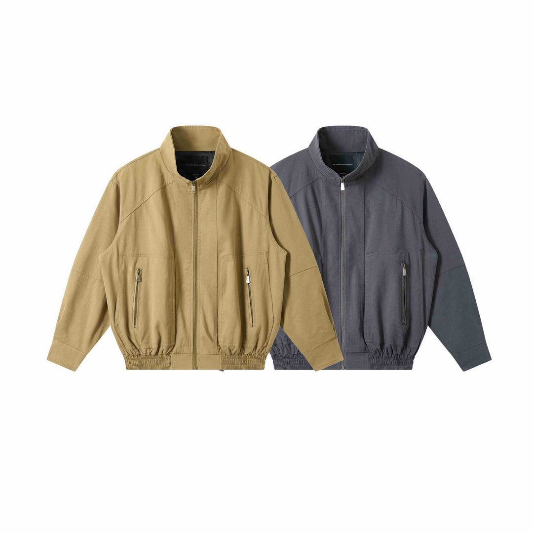 Herren Leichter Canvas-Fieldblouson mit Stehkragen, verdecktem Reißverschluss und elastischem Saum Echoarchiv