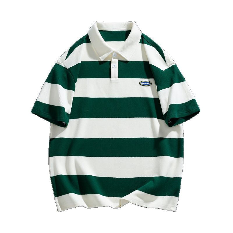 Herren gestreiftes Kurzarm-Polohemd aus atmungsaktivem Baumwollmaterial Echoarchiv