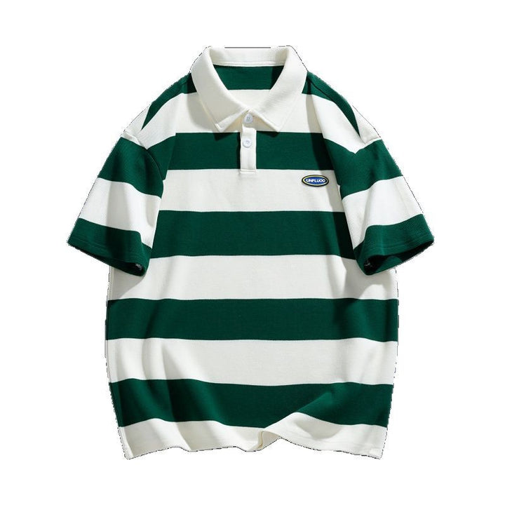 Herren gestreiftes Kurzarm-Polohemd aus atmungsaktivem Baumwollmaterial Echoarchiv