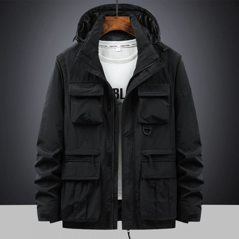 Herren Multifunktionale Utility-Fieldjacke mit Kapuze, Mehrfach-Taschen und Ripstop-Außenmaterial Echo Archiv
