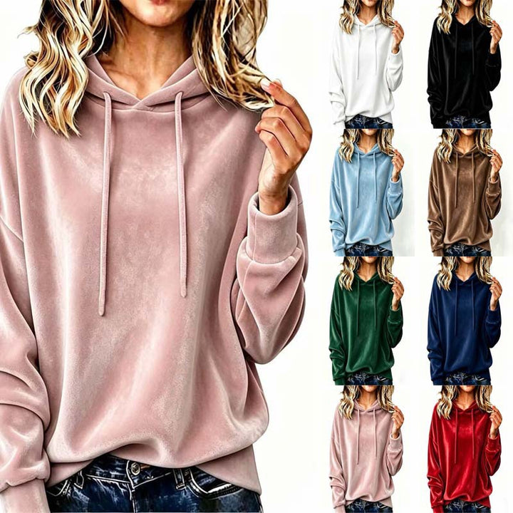 Damen Velours-Oversize-Kapuzenpullover mit Raglanärmeln Echoarchiv