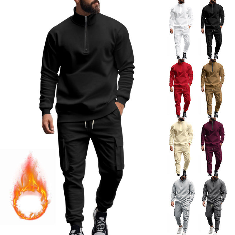 Herren nan Strick-Trainingsset mit halbem Reißverschluss, Zopfmuster-Pulli und Kordelzug-Jogger Echo Archiv