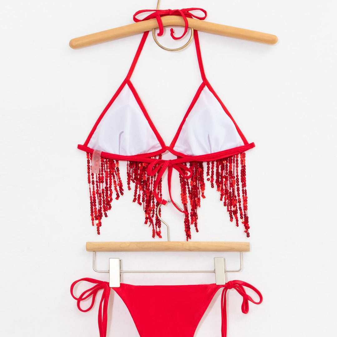 Damen Bikini-Set mit glitzernden Pailletten und verspielten Bindebändern Echo Archiv
