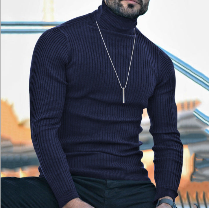 Herren Hochwertiger Rollkragenpullover mit strukturiertem Design Echoarchiv