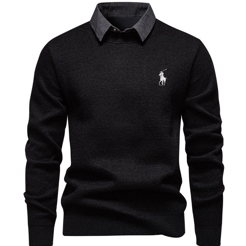 Herren klassischer Strickpullover mit Hemdkragen Echoarchiv
