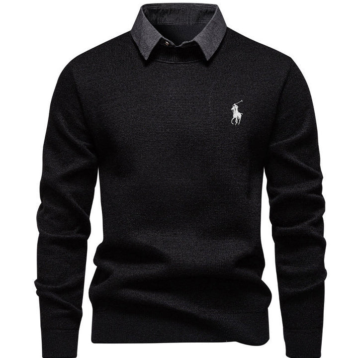 Herren klassischer Strickpullover mit Hemdkragen Echoarchiv