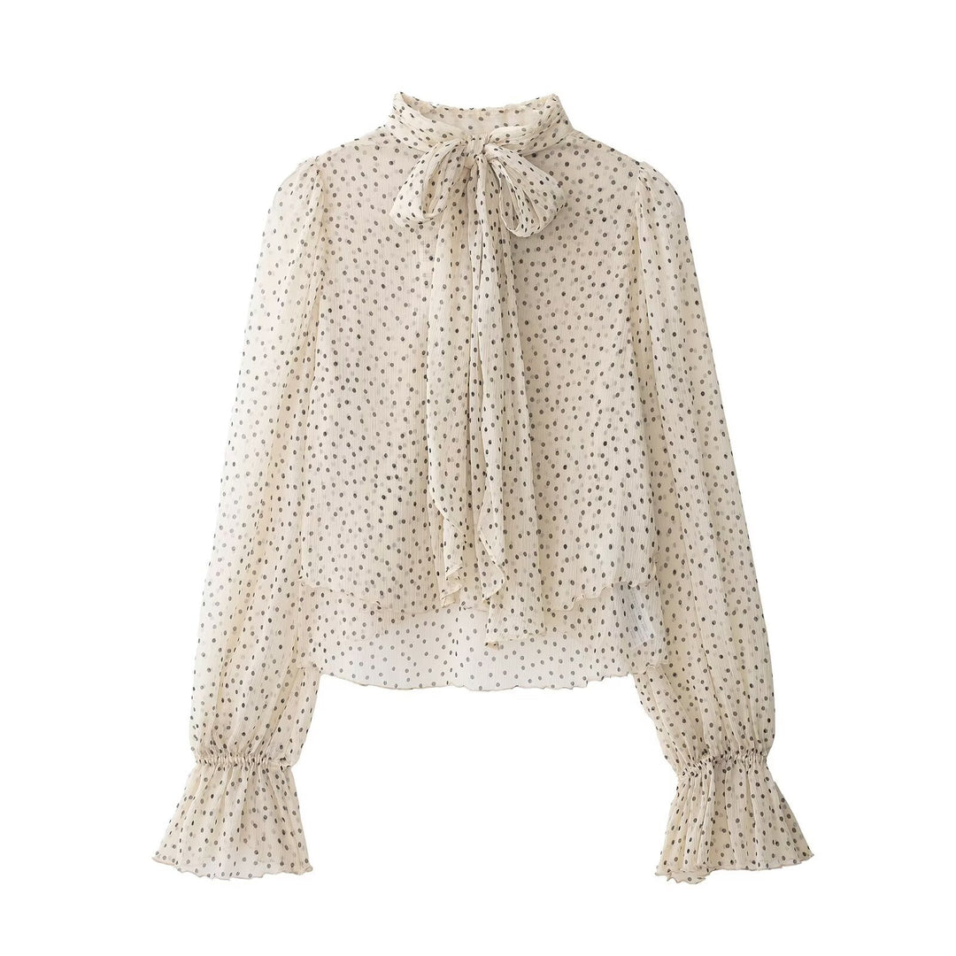 Damen Transparente Chiffonbluse mit Schluppe, Lagenoptik und Ballonärmeln Echo Archiv