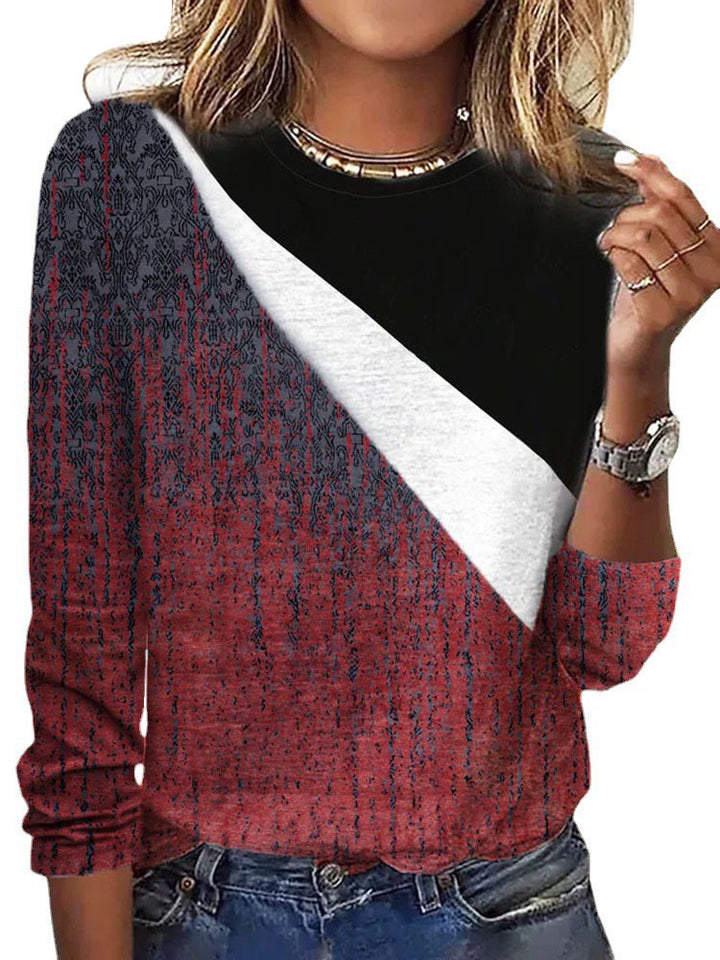 Damen Langärmeliges Oversize-Sweatshirt mit abstraktem Aquarell-Mosaikprint – Avérine