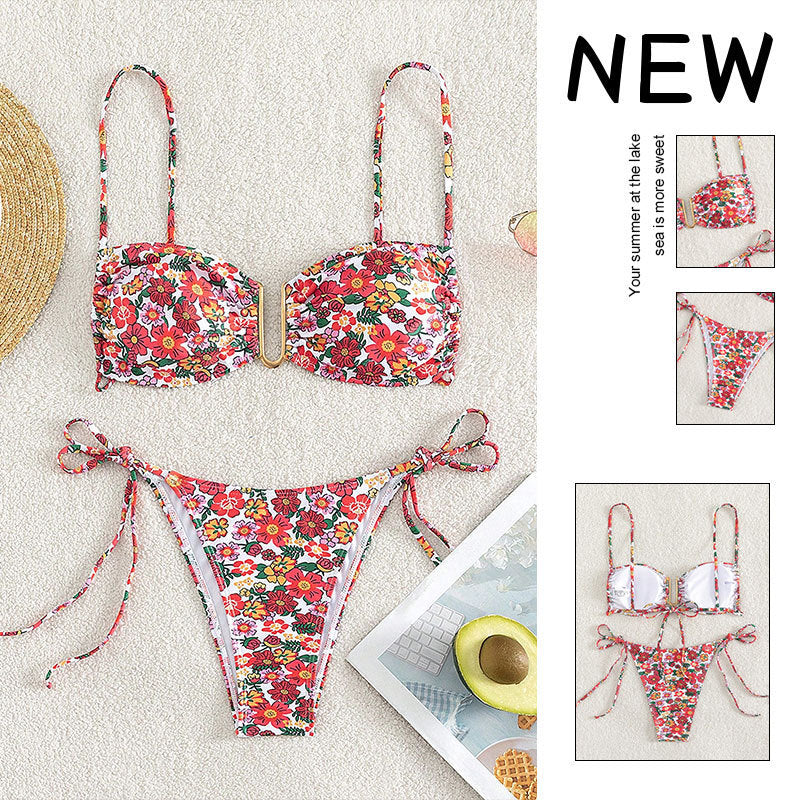 Damen Bikini-Set mit floralem Design und modischem Ringverschluss Echo Archiv