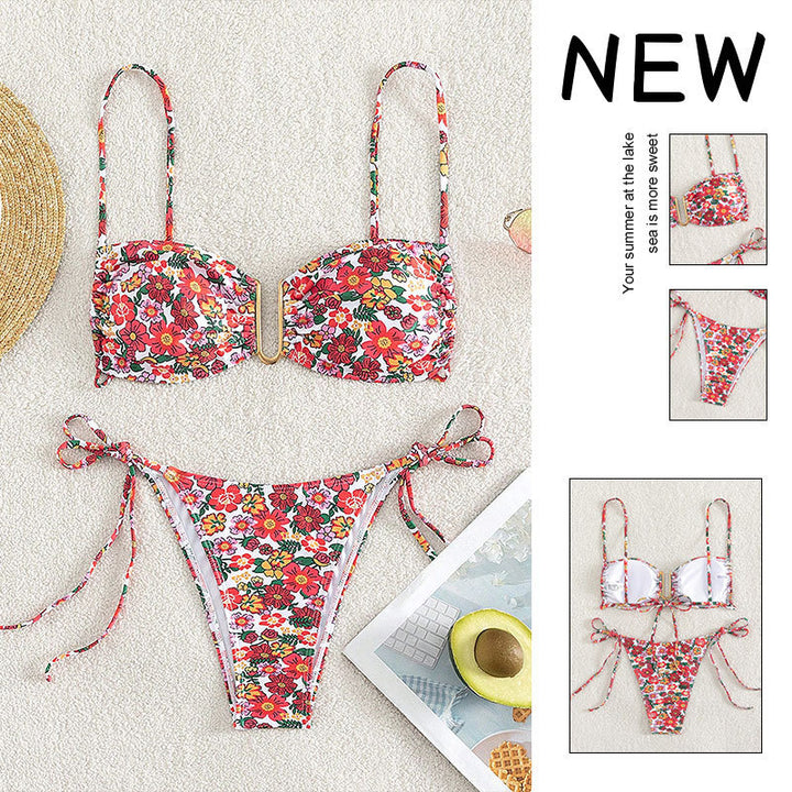 Damen Bikini-Set mit floralem Design und modischem Ringverschluss Echo Archiv