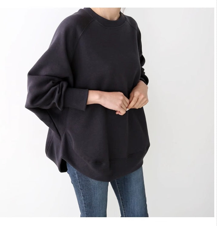 Damen Oversize-Sweatshirt mit Raglanärmeln, abgerundetem Saum und Seitenschlitzen Echoarchiv
