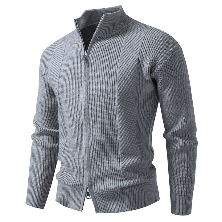 Herren modische Strickjacke mit Stehkragen und durchgehendem Reißverschluss Echoarchiv