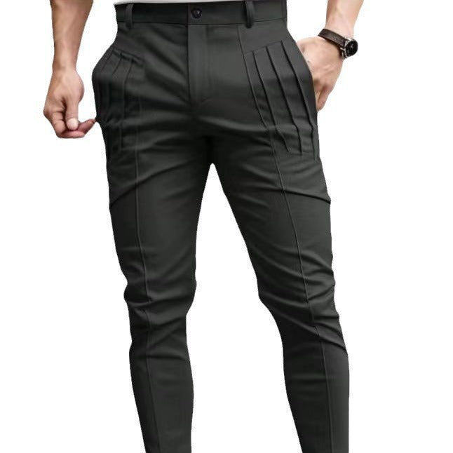 Herren modische Slim-Fit Trousers mit Falten und speziellen Taschen Echoarchiv