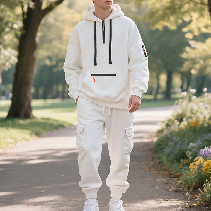 Herren sportliches Hoodie- und Cargo-Set mit funktionalen Taschen Echoarchiv