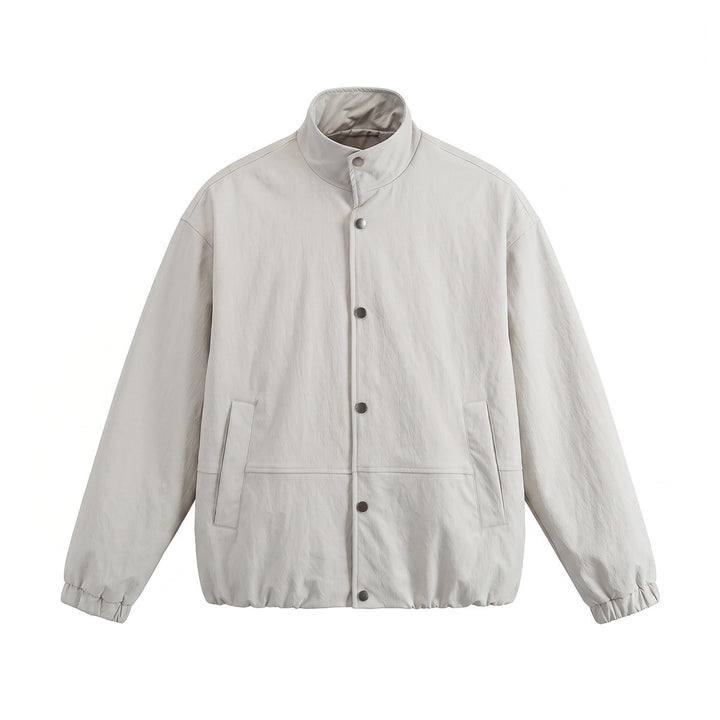 Herren Kurz geschnittener minimalistischer Boxy‑Blouson mit Stehkragen und Druckknopfblende Echoarchiv