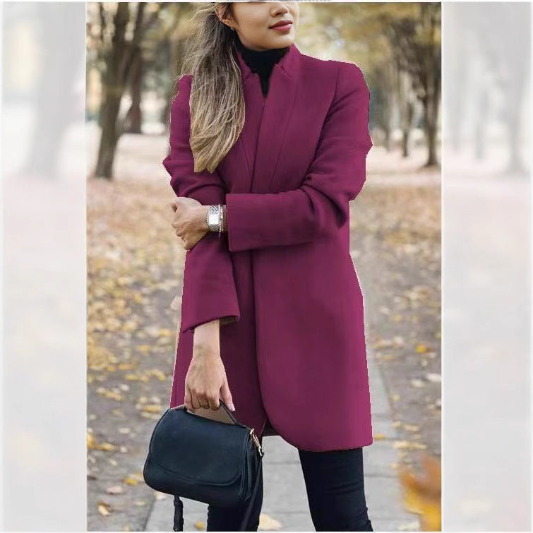 Damen nan taillierter Longblazer-Mantel mit Stehkragen und verdeckter Verschlussleiste Echo Archiv