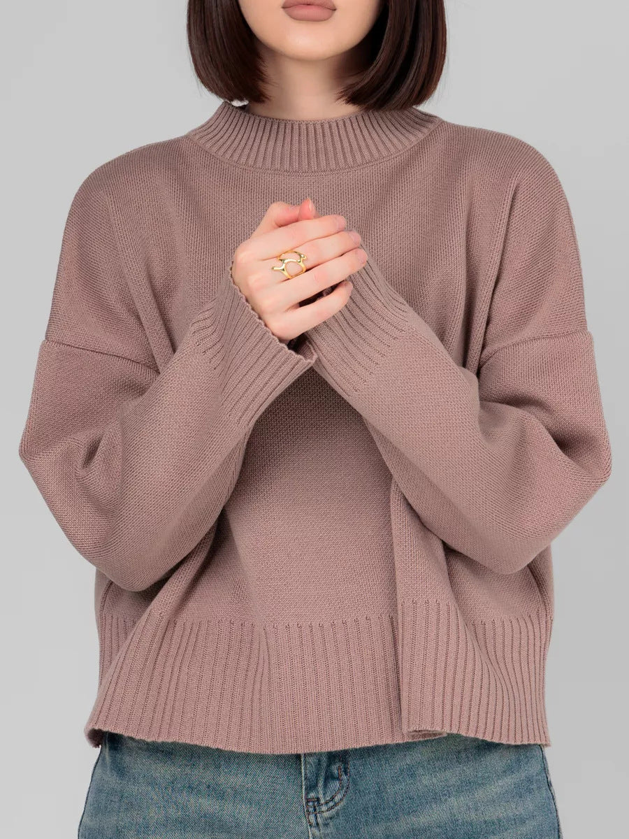 Damen Bequemer Strickpullover mit Rundhalsausschnitt – Mavelle