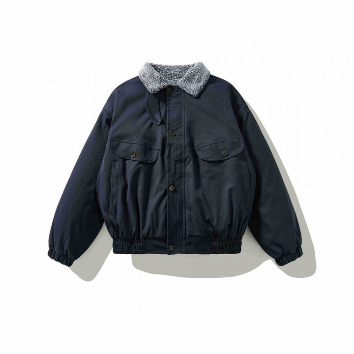 Herren Boxy-Utility-Bomberjacke mit Sherpa-Kragen und verdeckter Druckknopfleiste Echo Archiv