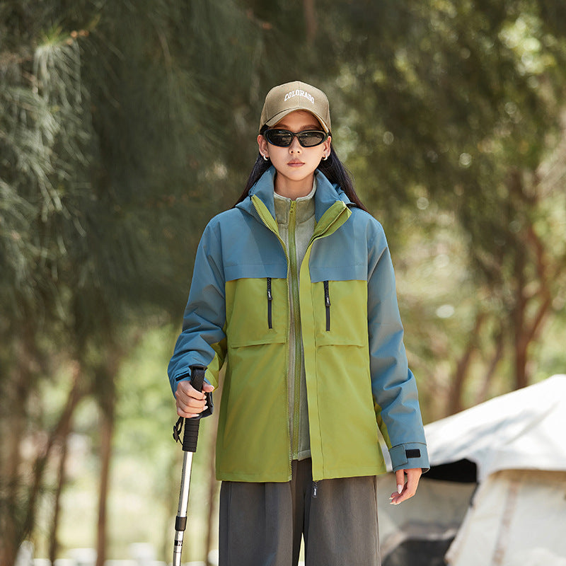 Herren technische Outdoorjacke mit Kapuze, wasserabweisender Membran und multifunktionalen Reißverschlusstaschen Echoarchiv