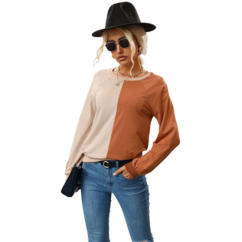 Damen Zweifarbiger Feinstrickpullover mit Raglanärmeln und legerer Passform Echoarchiv