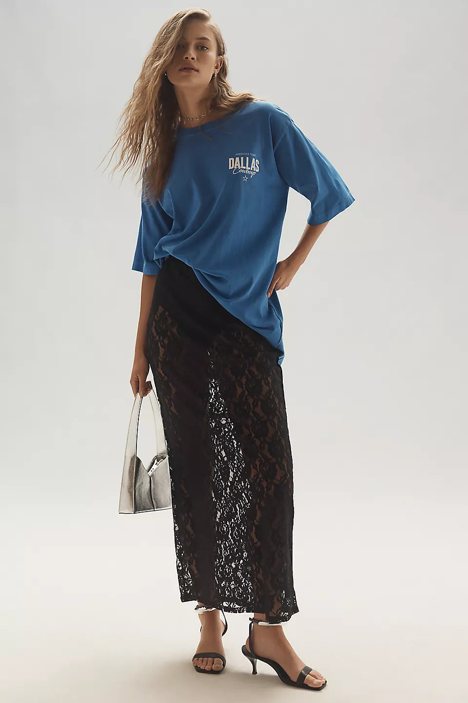Damen Spitzenrock im langen, eleganten Design mit hohem Schlitz Echo Archiv