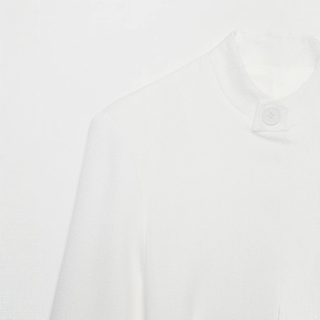 Damen Mandarin-Kragen Longblazer mit durchgehender Knopfleiste und aufgesetzten Taschen Echo Archiv