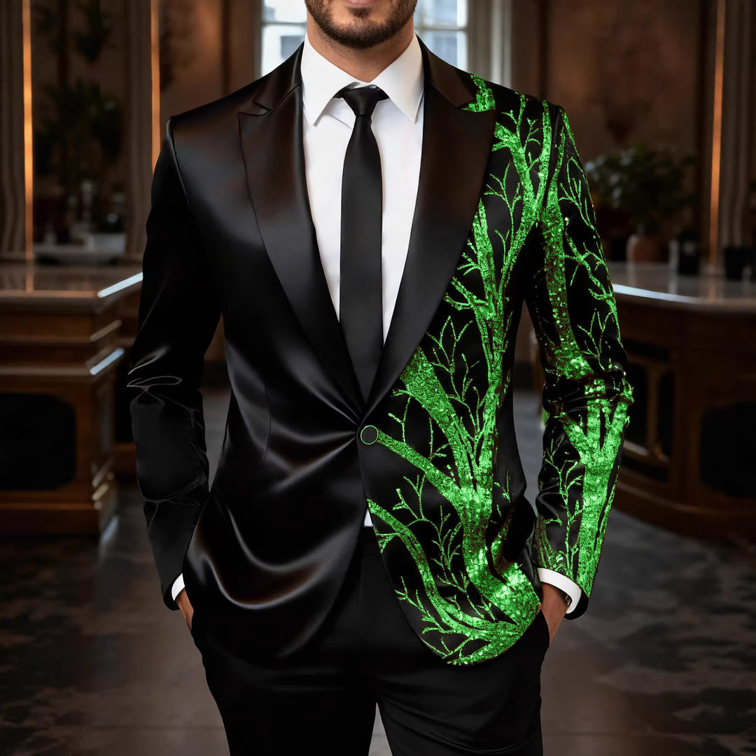 Herren Smoking-Sakko mit Gold-Paillettenbesatz und taillierter Satin-Optik Echo Archiv