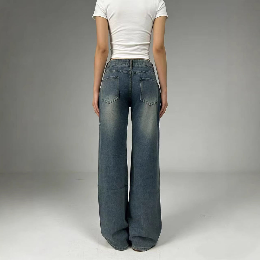 Damen weite High-Waist Jeans mit lässigem Schnitt und individuellen Waschungen Echo Archiv