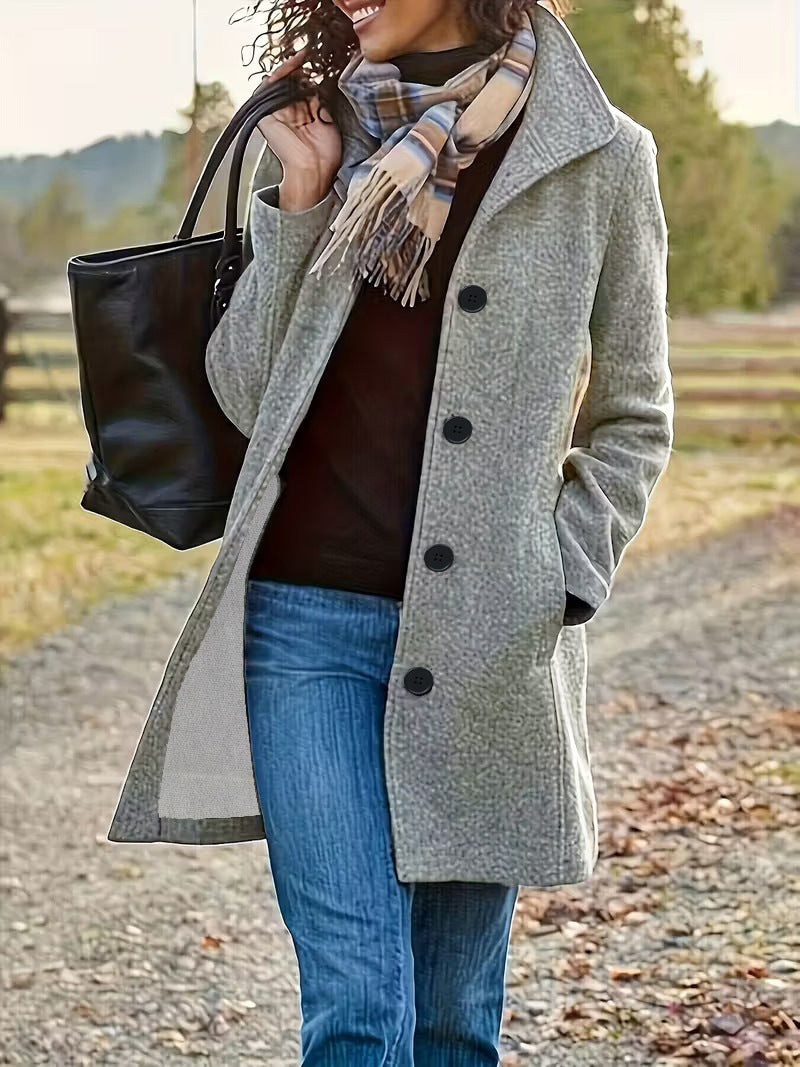 Damen nan taillierter Wollmix-Mantel mit großer Knopfleiste und Eingrifftaschen Echo Archiv