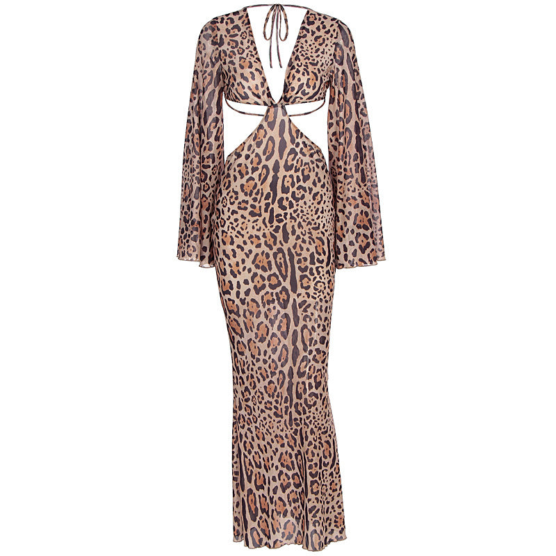 Damen Maxi-Kleid mit tiefem Rückenausschnitt und faszinierendem Animal-Print Echo Archiv
