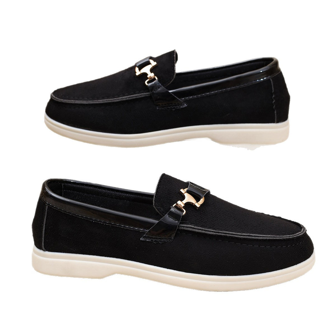Damen elegante Veloursleder-Slipper mit dekorativer Metall-Hardware und flexibler Leichtlaufsohle Echo Archiv