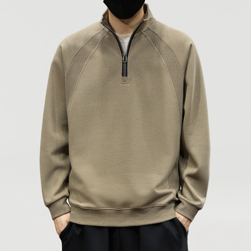 Herren Oversize-Halbzip-Sweatshirt mit hohem Stehkragen, Raglanärmeln & gerippten Abschlüssen Echoarchiv