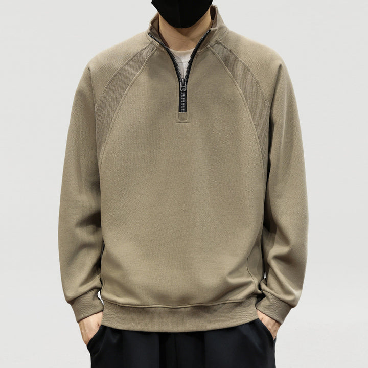 Herren Oversize-Halbzip-Sweatshirt mit hohem Stehkragen, Raglanärmeln & gerippten Abschlüssen Echoarchiv