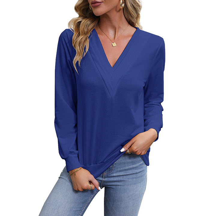 Damen V‑Ausschnitt Longsleeve aus feinem Stretch‑Viskosejersey mit taillierter Schnittführung Echoarchiv