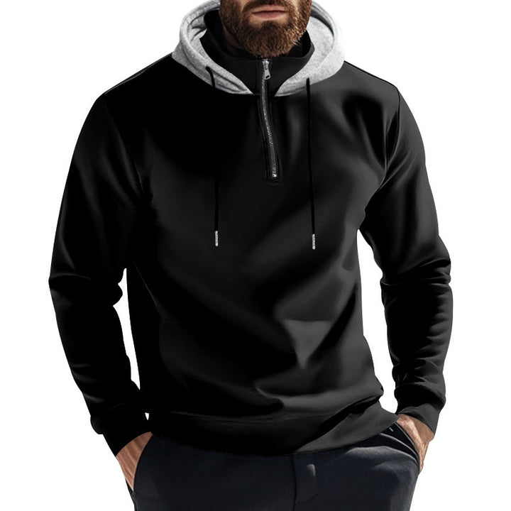 Herren sportlicher Hoodie mit halbem Reißverschluss und modernem Kapuzenaufbau Echoarchiv