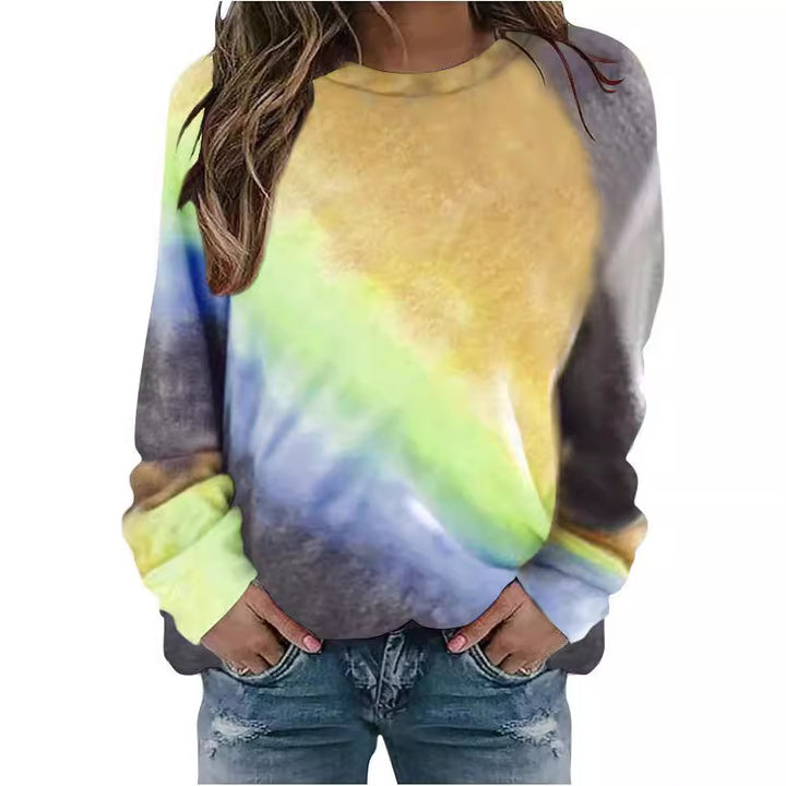 Damen Oversize Batik Sweatshirt mit Rundhalsausschnitt und weichen Rippbündchen Echoarchiv