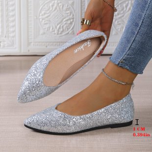 Damen Glitzer-Ballerinas mit spitzer Zehenpartie und flacher Laufsohle – Lioré