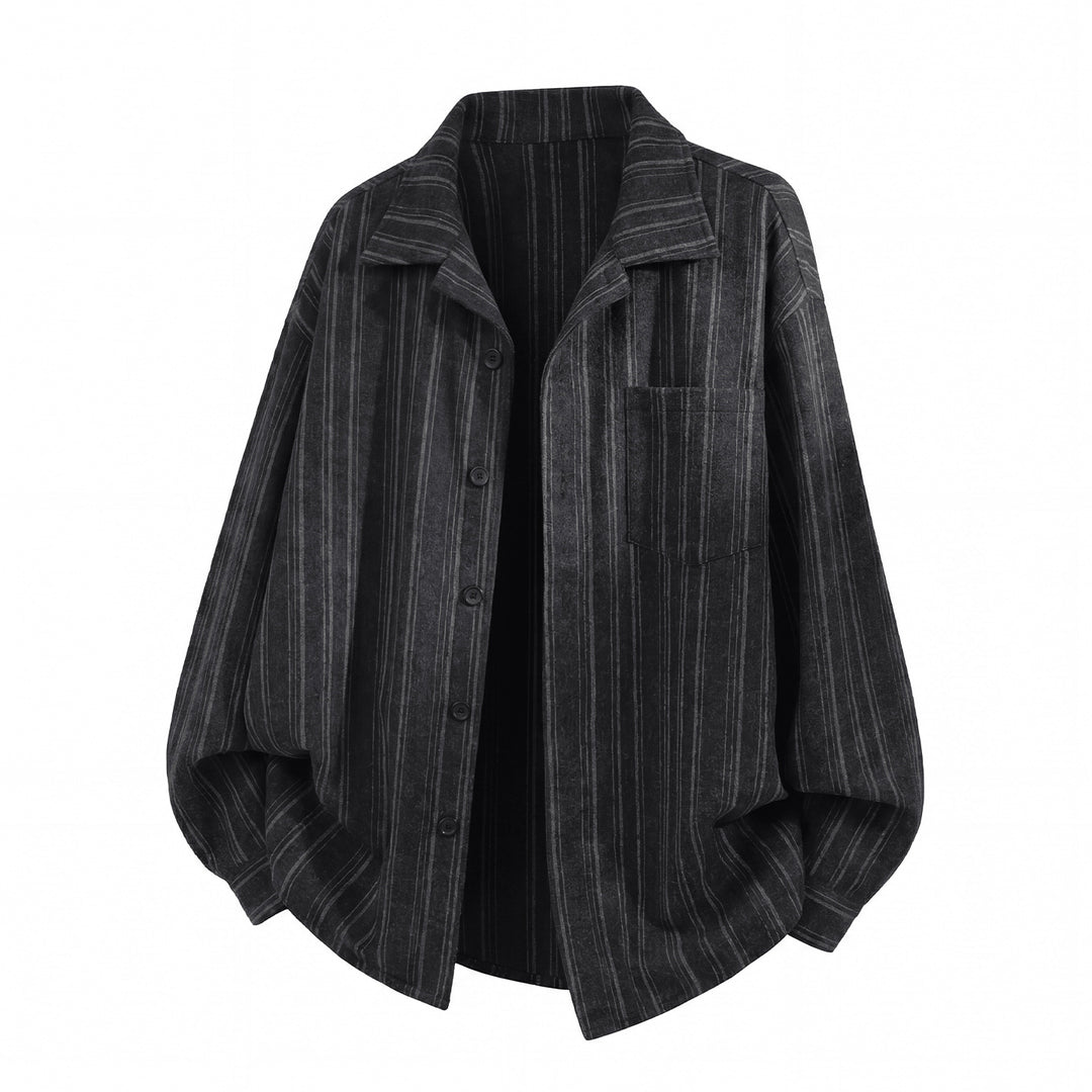 Unisex Locker geschnittene Shacket im Streifenflanell mit aufgesetzter Brusttasche Echo Archiv