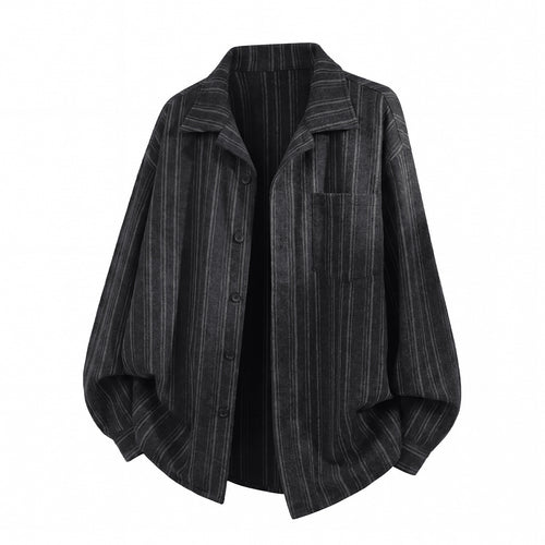 Unisex Locker geschnittene Shacket im Streifenflanell mit aufgesetzter Brusttasche Echo Archiv