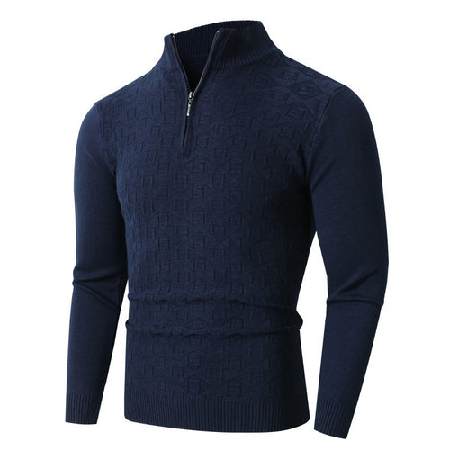 Herren Strickpullover mit modernem Zopfmuster und Halbreißverschluss Echoarchiv