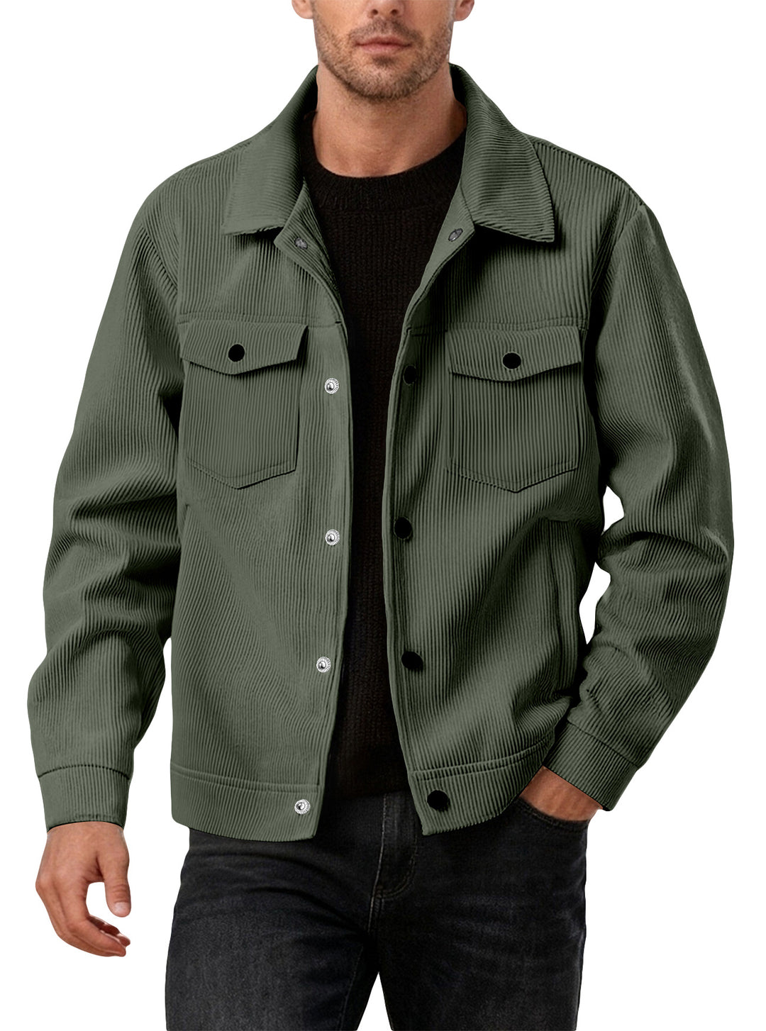 Herren nan Cordjacke im klassischen Arbeiterjacken-Schnitt mit Druckknöpfen und Brusttaschen Echo Archiv