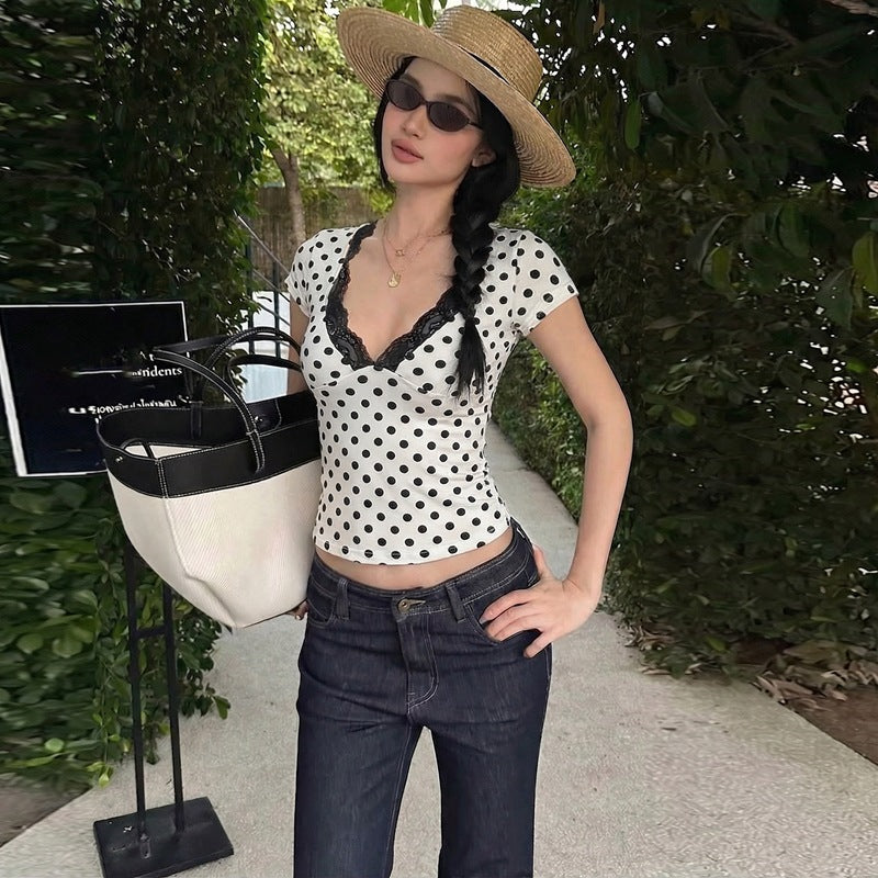 Damen Polka-Dots Spitzenoberteil Echo Archiv