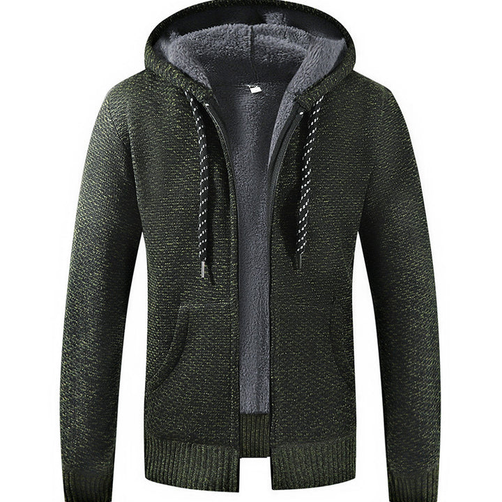 Herren Gefütterte Kapuzen‑Strickjacke mit Teddyfutter und durchgehendem Reißverschluss Echo Archiv