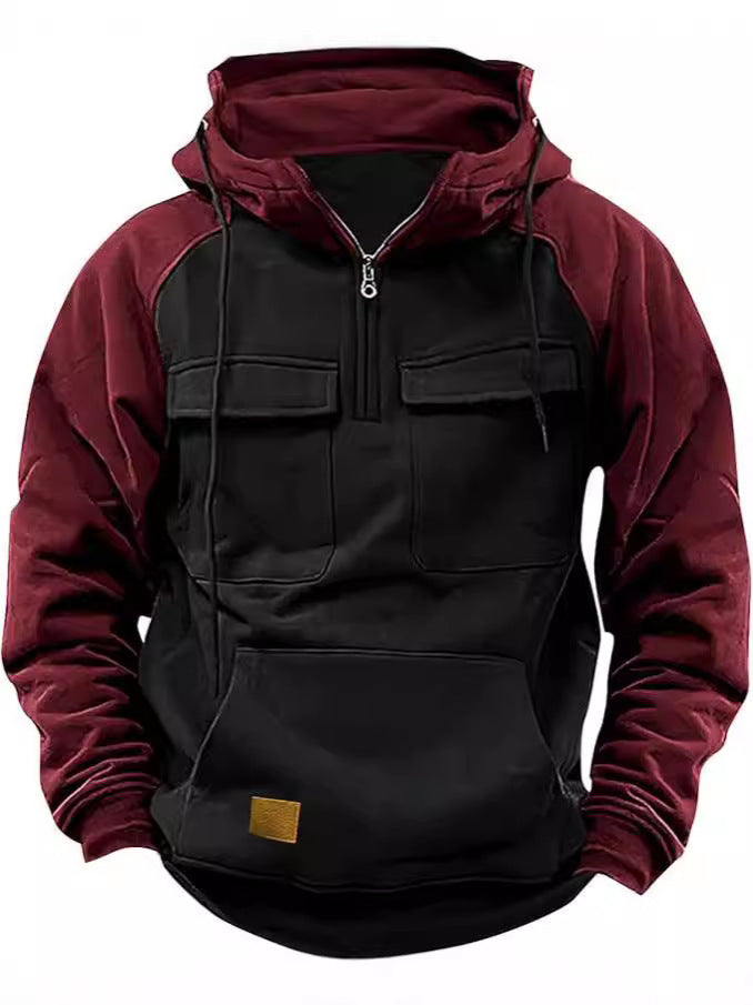 Herren stylischer Kapuzenpullover mit praktischen Taschen und hohem Kragen Echoarchiv