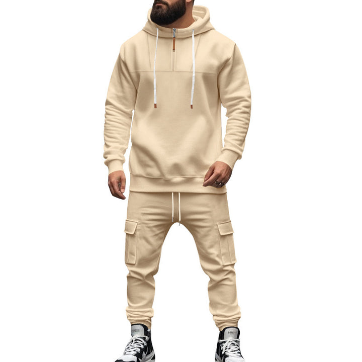 Herren sportliches Kapuzen-Set mit hohem Kragen und praktischen Taschen Echoarchiv