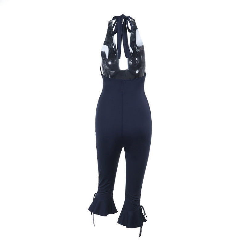 Damen Eleganter Jumpsuit mit hochgeschlossenem Design und Rüschendetails Echo Archiv