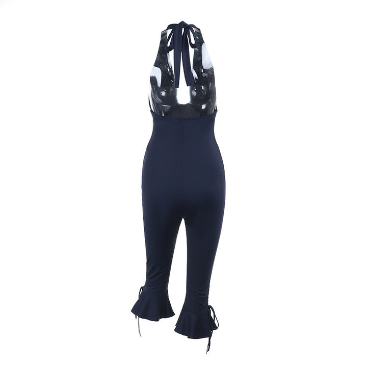 Damen Eleganter Jumpsuit mit hochgeschlossenem Design und Rüschendetails Echo Archiv