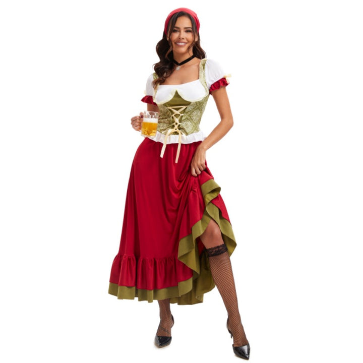 Damen nan sexy bayerisches Dirndl Kostüm mit geschnürtem Mieder Puffärmeln und mehrlagigem Stufenrock Echo Archiv
