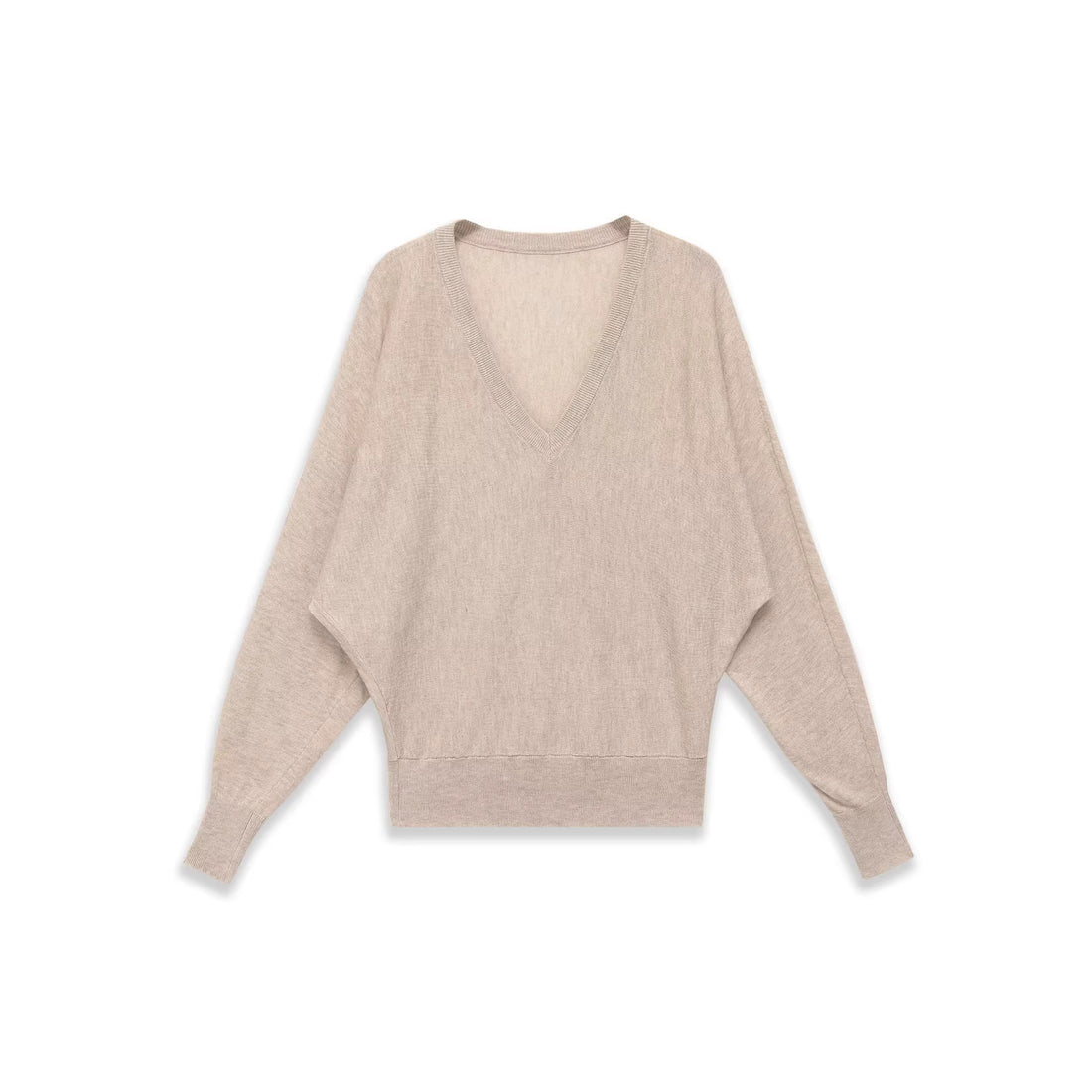Damen Oversized V-Ausschnitt Feinstrickpullover mit Fledermausärmeln Echoarchiv